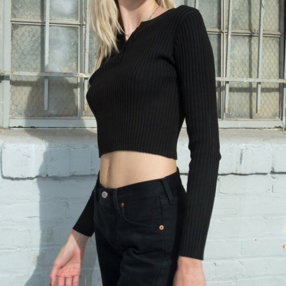 Brandy Melville Delilah Black Knit Top